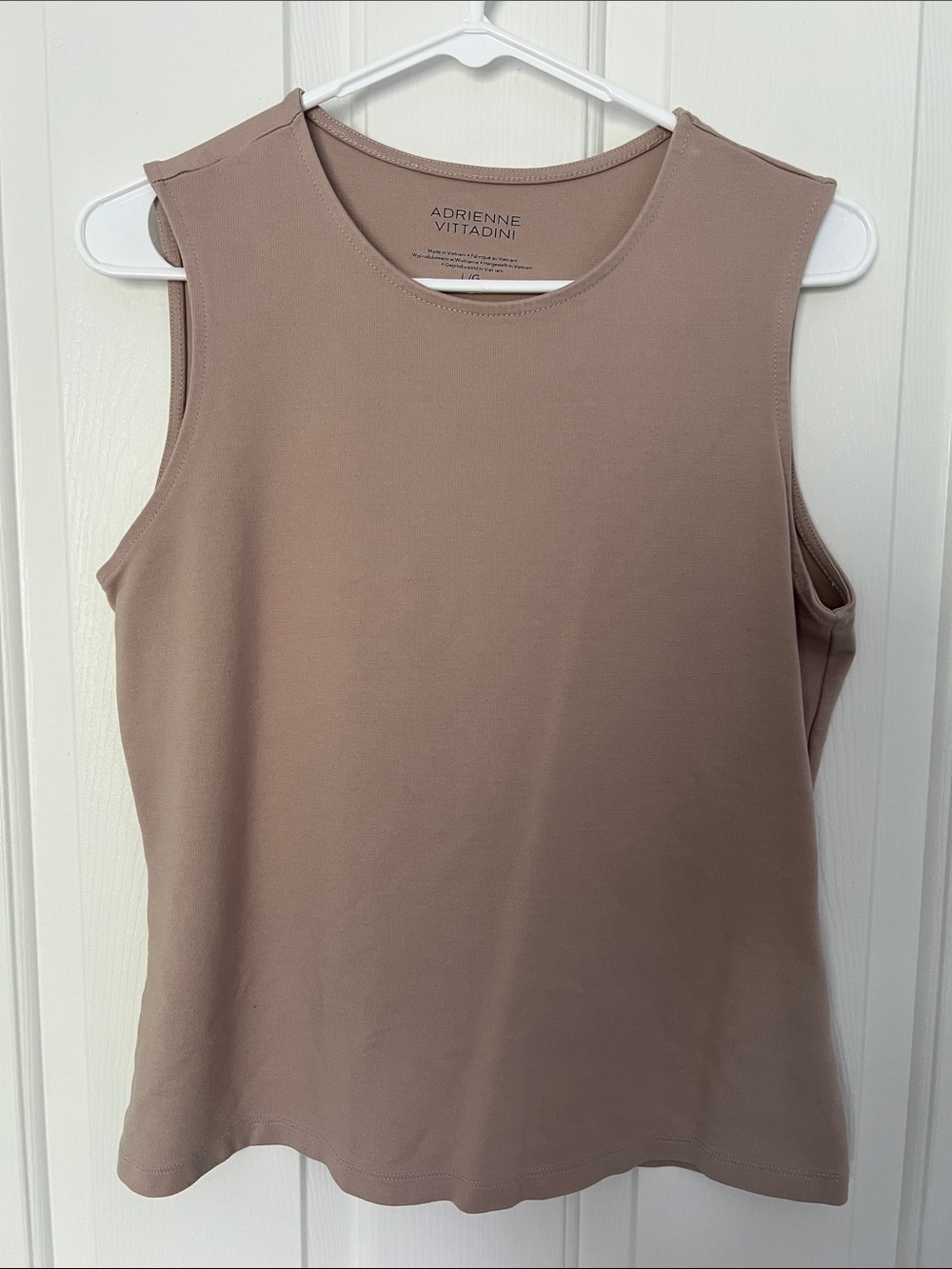 Adrienne Vittadini Taupe Crewneck Sleeveless Tank